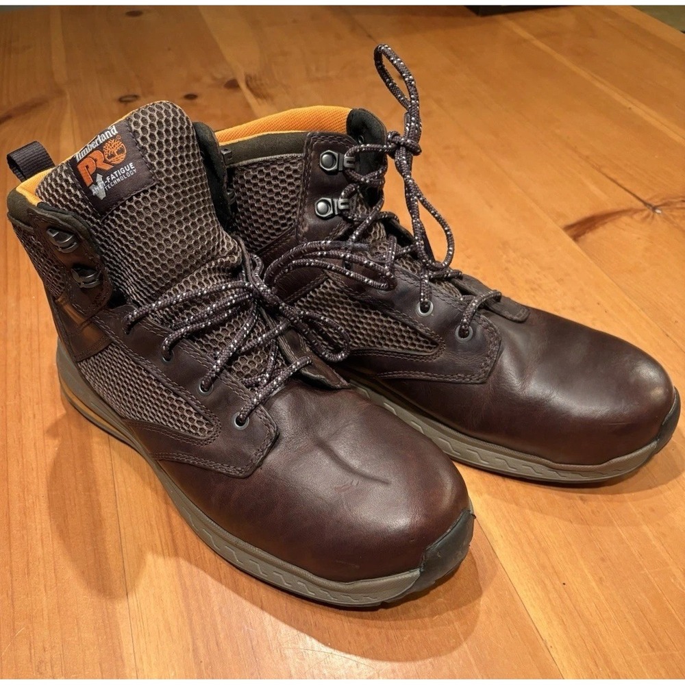 Timberland PRO Anti Fatigue Work Boots Leather Mens 12M A1X16 EH Composite Toe